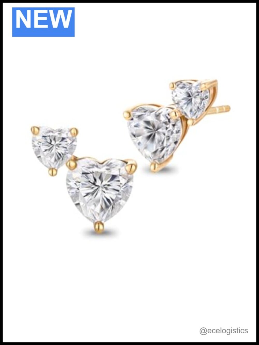 Moissanite Toi Et Moi Stud Earrings 925 Sterling Silver Rhodium Plated